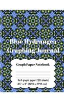 Graph Paper Notebook - Blue Hydrangea Graphing Journal: 4x4 graph paper notebook, 120 sheets, Pattern of Hydrangeas on Cover