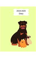 2019-2020 Diary: 8x10 Day to a Page Academic Year Diary, Note, to Do List & Priorities on Each Page. Lime Cover Design with Dogs