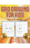 How to draw cute things (Grid drawing for kids - Faces)