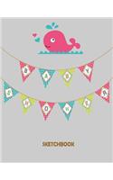 Baby Shower Sketchbook: Baby Whale On Gray Cover and Blank pages, Extra large (8.5 x 11) inches, 110 pages, White paper, Sketch, Draw and Paint(2 Baby Whale Shower)