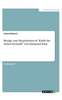 Bezüge zum Skeptizismus in Kritik der reinen Vernunft von Immanuel Kant