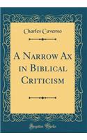 A Narrow Ax in Biblical Criticism (Classic Reprint)