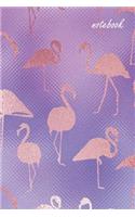 Notebook: Wide Ruled Composition Notebook: Gorgeous Purple & Gold Flamingo Design