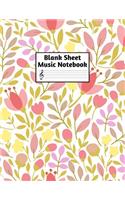 Blank Sheet Music Notebook: Easy Blank Staff Manuscript Book Large 8.5 X 11 Inches Musician Paper Wide 12 Staves Per Page for Piano, Flute, Violin, Guitar, Trumpet, Drums, Cell