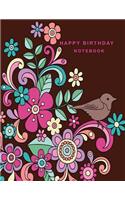 Happy Birthday Notebook: Lined notebook, 110 lined pages and White paper (Magenta)