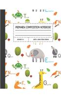 Primary Composition Notebook: Animal Alphabet Grades K-2 Write & Draw Story Journal Blank Story Journal Dotted Midline and Picture Space Doodling Handwriting Grades K-2 School Ex