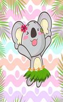 Hula Koala Bear Dot Grid Dancing On Colorful Ocean Waves