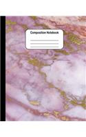 Composition Notebook: Pink Marble with Gold: College Ruled Blank Lined Cute Notebooks for Girls Women Teens Kids School Writing Notes Journal (7.5 x 9.25 in)