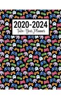 2020-2024 Five-Year Planner: Video Game Pattern 60 Month Calendar