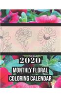 2020 Monthly Floral Coloring Calendar