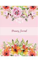 Primary Journal: Pink Flowers Floral, Wide Ruled Primary Composition Notebook 120 Pages Large Print 8.5" x 11" Kids School Notebook, Draw and Write Journal