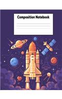 Composition Notebook: Purple Space College Ruled Lined Pages Book (7.44 X 9.69)