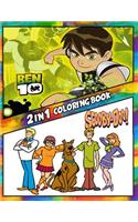 2 in 1 Coloring Book Ben 10 and Scooby Doo: Best Coloring Book for Children and Adults, Set 2 in 1 Coloring Book, Easy and Exciting Drawings of Your Loved Characters and Cartoons(2 in 1 Coloring Books for Children, Kids 4-12 and Adults)