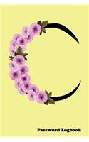 C Password Logbook: Large Print Password Book, Cute yellow cover with name letter monogram cherry blossom, 6" x 9" 6x9 password organizer, glossy cover, 110 pages, hand