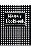 Nana's Cookbook Blank Recipe Book Black Gingham Edition