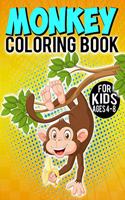 Monkey Coloring Book For Kids Ages 4-8: Fun & Easy Animal Coloring Pages For Preschoolers And Kindergarten Kids