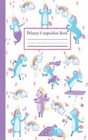 Primary Composition Book: Draw and Write Journal K-2 - Handwriting Lines with Picture Space - 100 Pages - Festive Unicorns