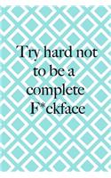 Try Hard Not To Be A Complete F*ckface: funny journal, 150 lined pages