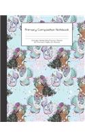 Primary Composition Notebook: Mernaids and Unicorns Floral Girls -Grades K-2 - Handwriting Practice Paper-Primary Ruled With Dotted Midline - 100 Pgs 50 Sheets - Premium - 8x10" 