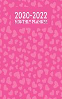 2020-2022 Monthly Planner: 3 Year Planner - 36 Month Calendar Planner Diary for Next Three Years With Notes For Women And Teen Girls - Pink Hearts (8.5"x11")