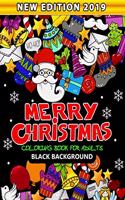 Merry Christmas Coloring Book for Adults Black Background