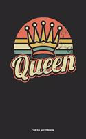 Chess Notebook: Dotted Log Book For Chess Player And Club Member: Chess Queen Journal Vintage Retro Sunset Gift