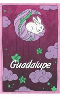 Guadalupe: personalized notebook sleeping bunny on the moon with stars softcover 120 pages blank useful as notebook, dream diary, scrapbook, journal or gift id