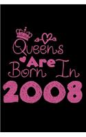 Queens Are Born In 2008 Notebook: Lined Notebook/Journal Gift 120 Pages, 6x9 Soft Cover, Matte Finish, Black Cover