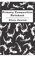 Primary Composition Notebook Story Journal: Wide Ruled Story Telling Lined Composition Journal: Half Picture Drawing Space Half Writing Space - 110 Page School Exercise Book - Black - Gecko (L