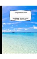 Beach Composition Notebook, Graph Paper: 4x4 Quad Ruled Composition Book, Student Exercise Science Math Grid, 200 Pages, 7.44 X 9.69