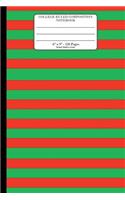 College Ruled Composition Notebook. 6" x 9". 120 Pages. Stripes Pattern Cover.: Red Green Christmas Holiday Line Pattern Cover. College ruled paper, medium ruled paper. For middle school to college. Composition journal for teens