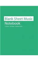 Blank Sheet Music Notebook 12 Staves 100 Pages Seafoam Green