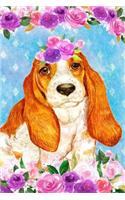 Bullet Journal Notebook for Dog Lovers Basset Hound in Flowers 4: Graph Design - 162 Numbered Pages with 150 Graph Style Grid Pages, 6 Index Pages and 2 Key Pages for Journaling, Writing, Planning and Doodling, for