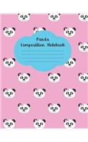 Panda Composition Notebook: Cute Back to School Wide Ruled Exercise Book - Elementary Grade Students & Teen Girls, 8.5 X 11, Pink & Blue Cover