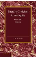 Literary Criticism in Antiquity: Volume 1, Greek