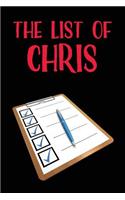 The List of Chris: Blank Lined Journal