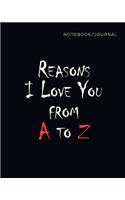 Couples Journal, Reasons I Love You from A to Z, Love Diary, Love Journal, Couples Notebook Gift