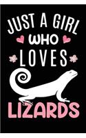 Just A Girl Who Loves Lizards: Lizard Animal Lover Gift Diary - Blank Date & Blank Lined Notebook Journal - 6x9 Inch 120 Pages White Paper