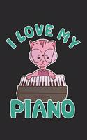 Piano Music Cat Notebook: Graph Paper Journal 6x9 - 120 Pages