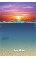 My Notes: Versatile 6x9 Notebook Journal for People on the Go Appreciation Gift, Quote Journal or Diary Unique Inspirational Gift for Writer, Friend, Teacher, Birthday, Retirement or Christmas Present - My Notes Beach Sunset Cover