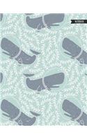 Notebook: Floral Whale Ocean And Sea Journal for Girls and Women - 8.5x11 Large Lined Diary for Writing Journaling School or Work