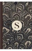 Monogram S Marble Notebook (Coffee Peacock Edition): Blank Lined Journal for Names Starting with Initial Letter S
