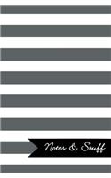 Notes & Stuff Lined Notebook With Slate Grey Striped Pattern Cover