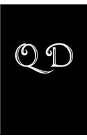 Q D: Double Monogram Journal, 100 Pages, 6x9 Inches, Black Glossy Cover