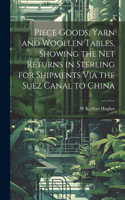 Piece Goods, Yarn and Woollen Tables, Showing the Net Returns in Sterling for Shipments Via the Suez Canal to China