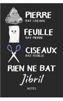Rien ne bat Jibril - Notes: Noms Personnalisé Carnet de notes / Journal pour les garçons et les hommes. Kawaii Pierre Feuille Ciseaux jeu de mots. Fournitures scolaires, premie