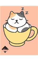 Notebook: cat sleep cute cat on orange cover and Dot Graph Line Sketch pages, Extra large (8.5 x 11) inches, 110 pages, White paper, Sketch, Notebook journal(1 Notebook)