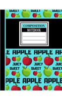 Composition Notebook: Nice Apple Juicy Sweet Print Writing Book - Lined COLLEGE RULED Notebook for Students and Teachers