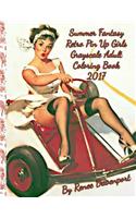 Summer Fantasy Retro Pin Up Girls Grayscale Adult Coloring Book 2017