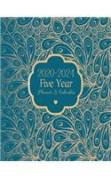 Five Year Planner & Calendar: Large Long-Term 60 Monthly Agenda Organizer Teal Peacock